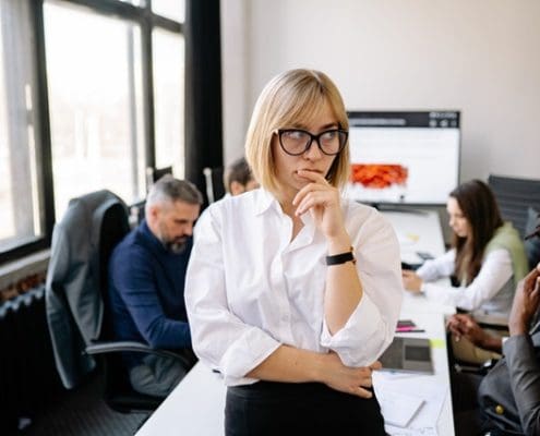 Career choice woman with glasses